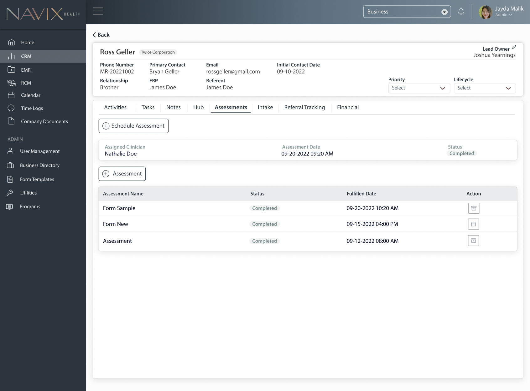screenshot of Navix Health